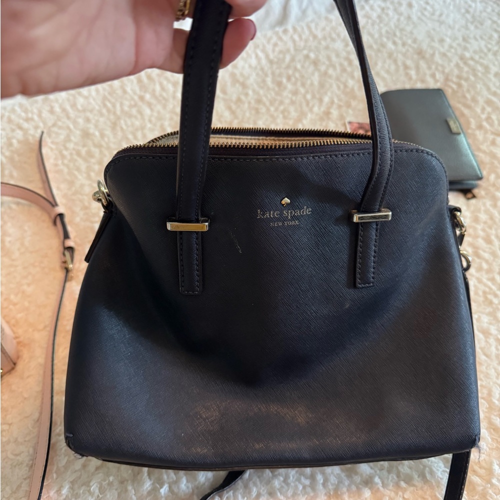 Kate Spade blue bag with Gold Accents